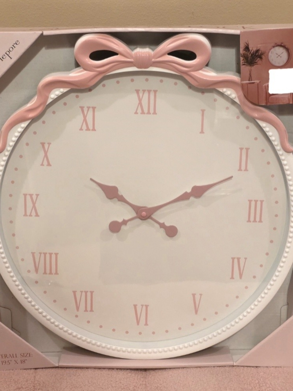 Pink Bow Wall Clock - Home Wall Decor
